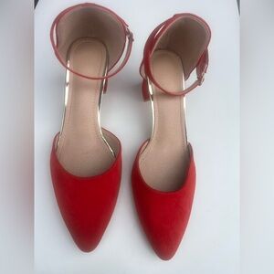 Chic Red Ankle Strap Heels